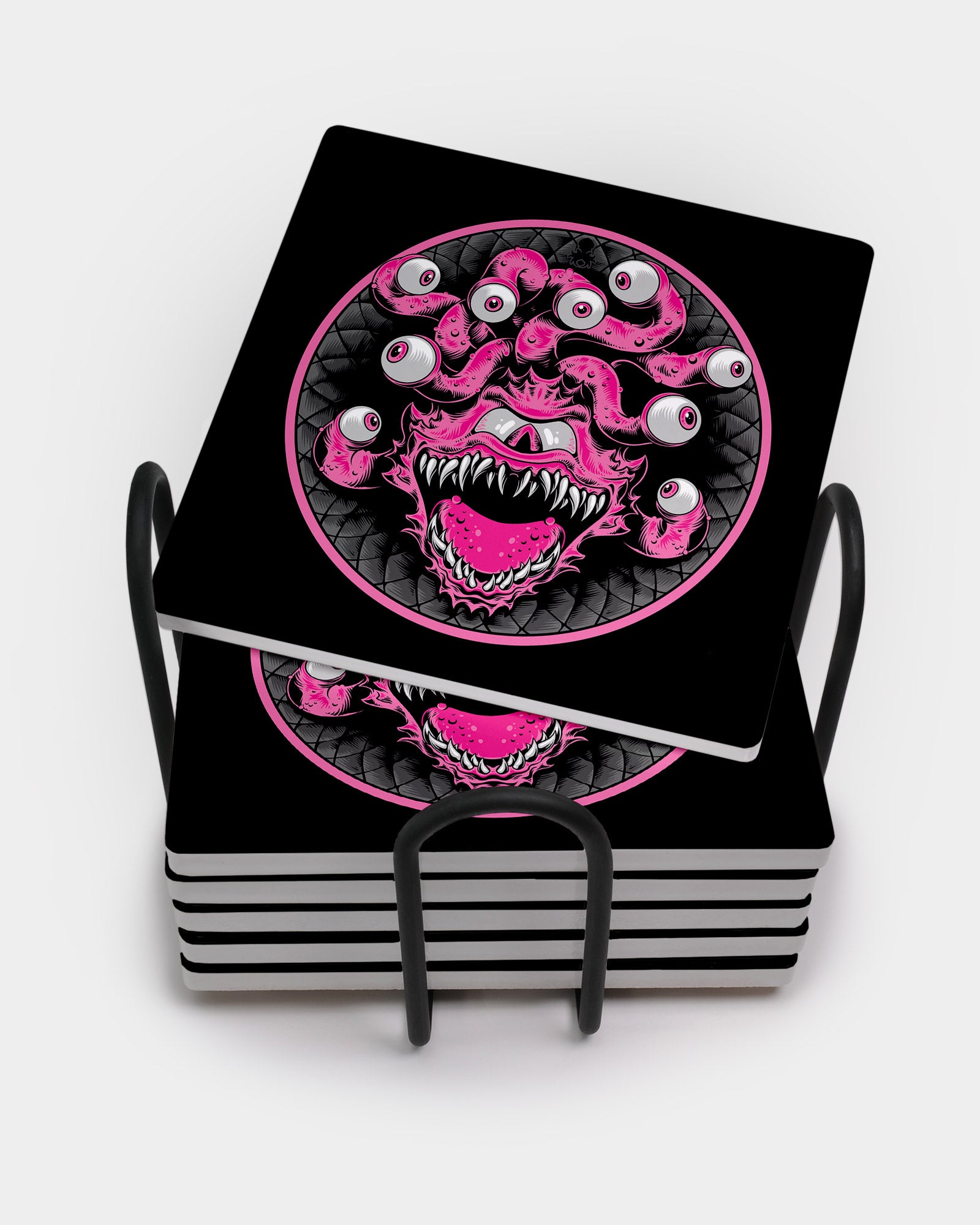 Pink Beholder Square Coaster Set